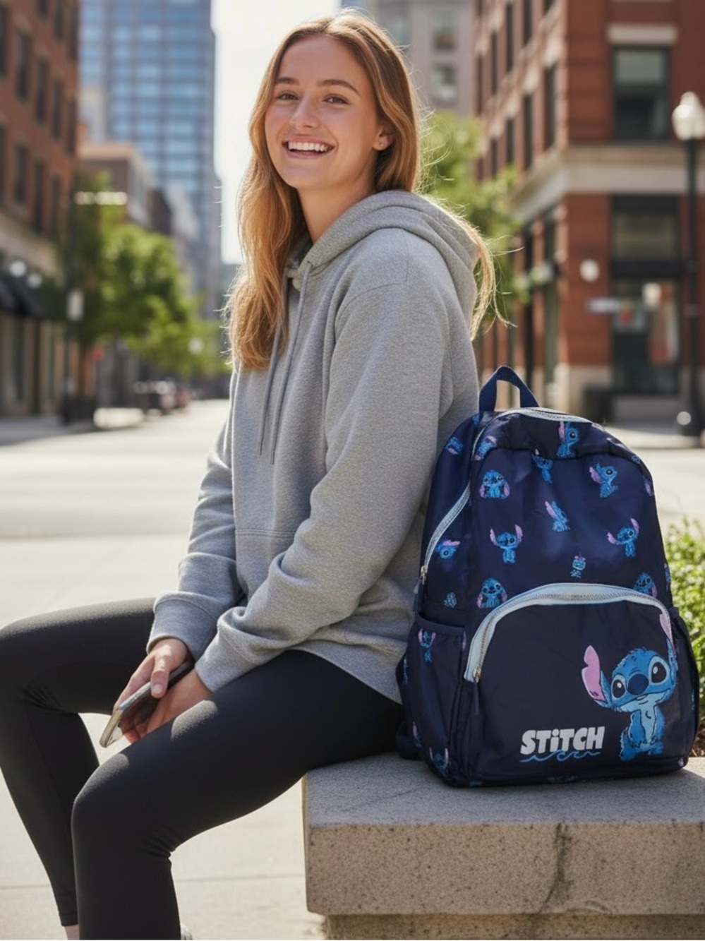 Primark Stitch Kids Backpack - Navy and Light Blue - Picture 2 of 9